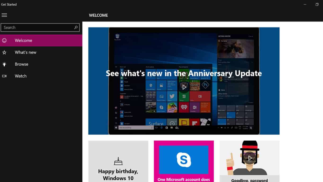 Windows 10 Get Started App