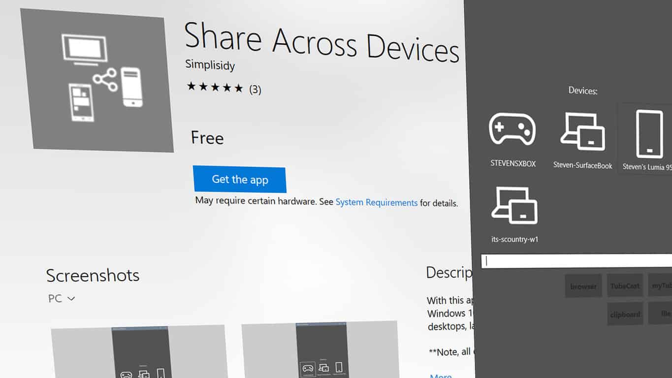Share Across Devices Windows 10 App
