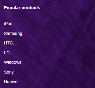 Three UK popular products