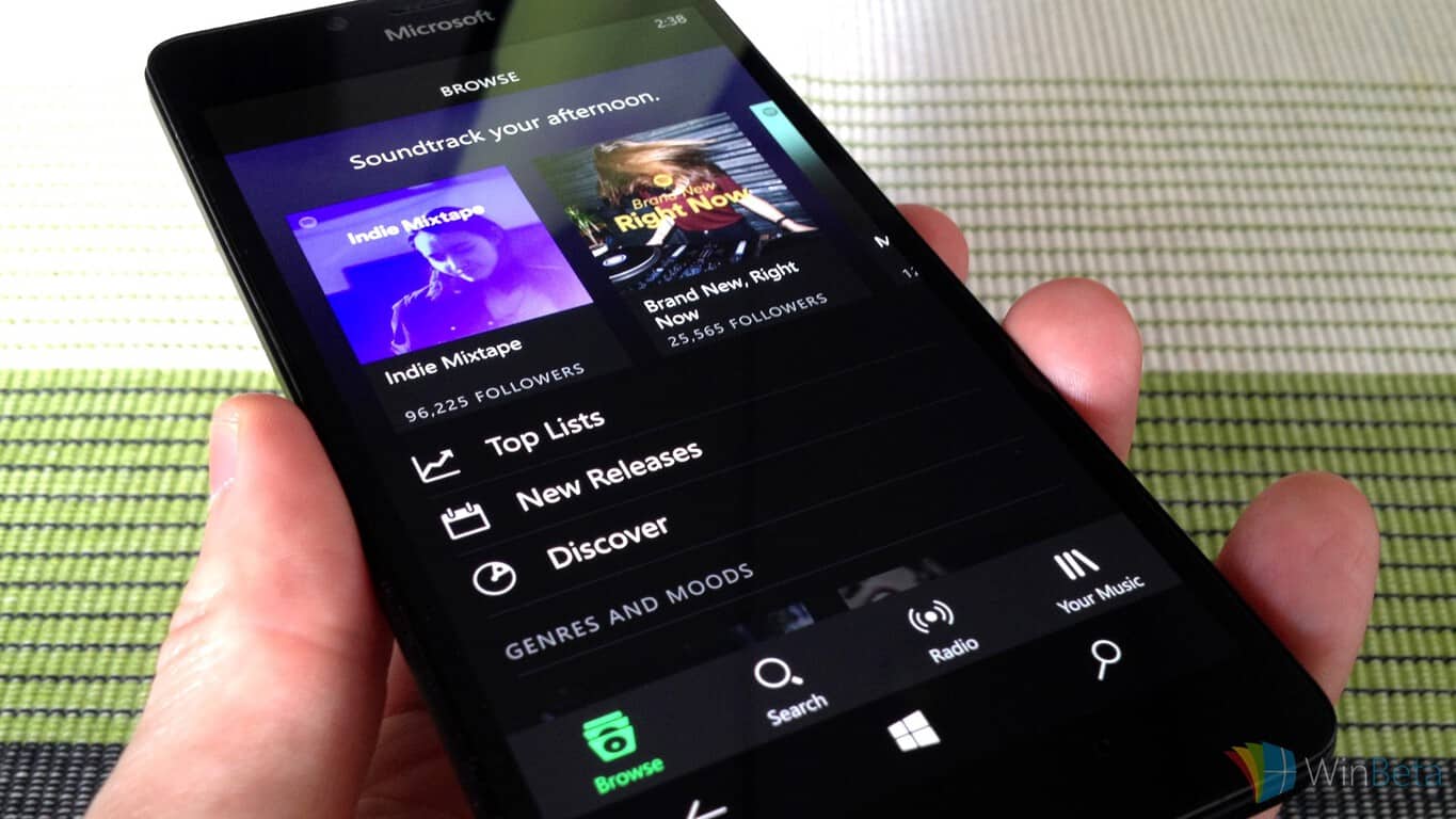 Spotify on Windows phone