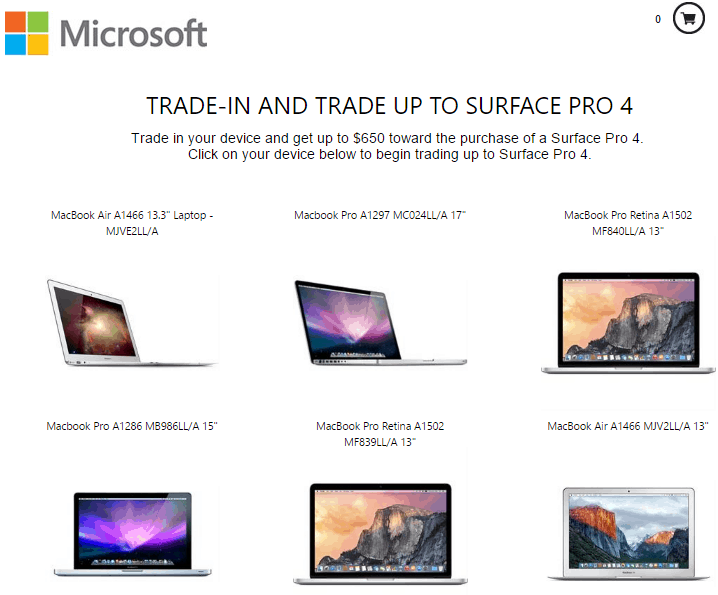 Microsoft trades in MacBook devices for discount on Surfacebook and Surface Pro 4