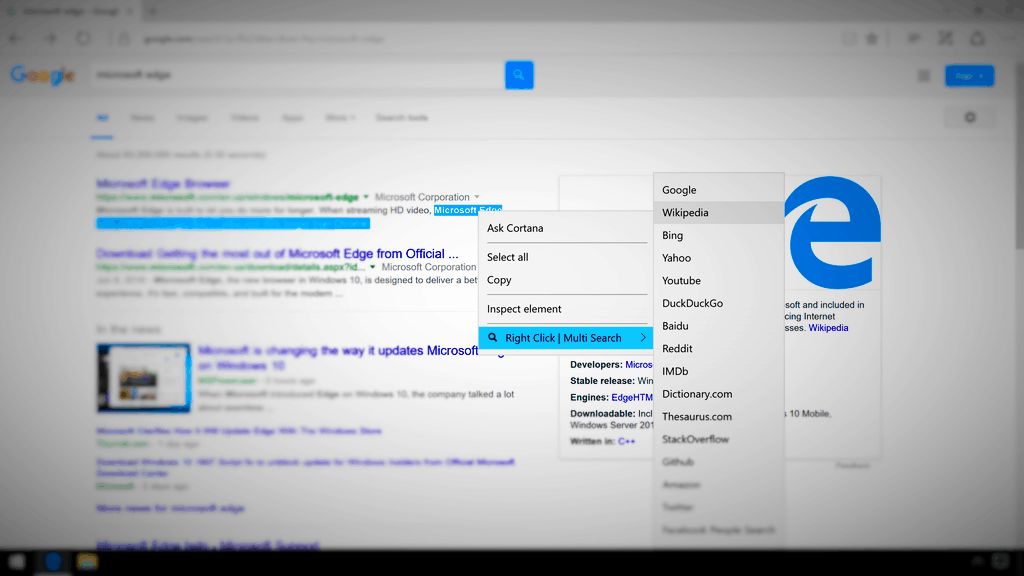 independent developer working on context menu search extension for microsoft menu