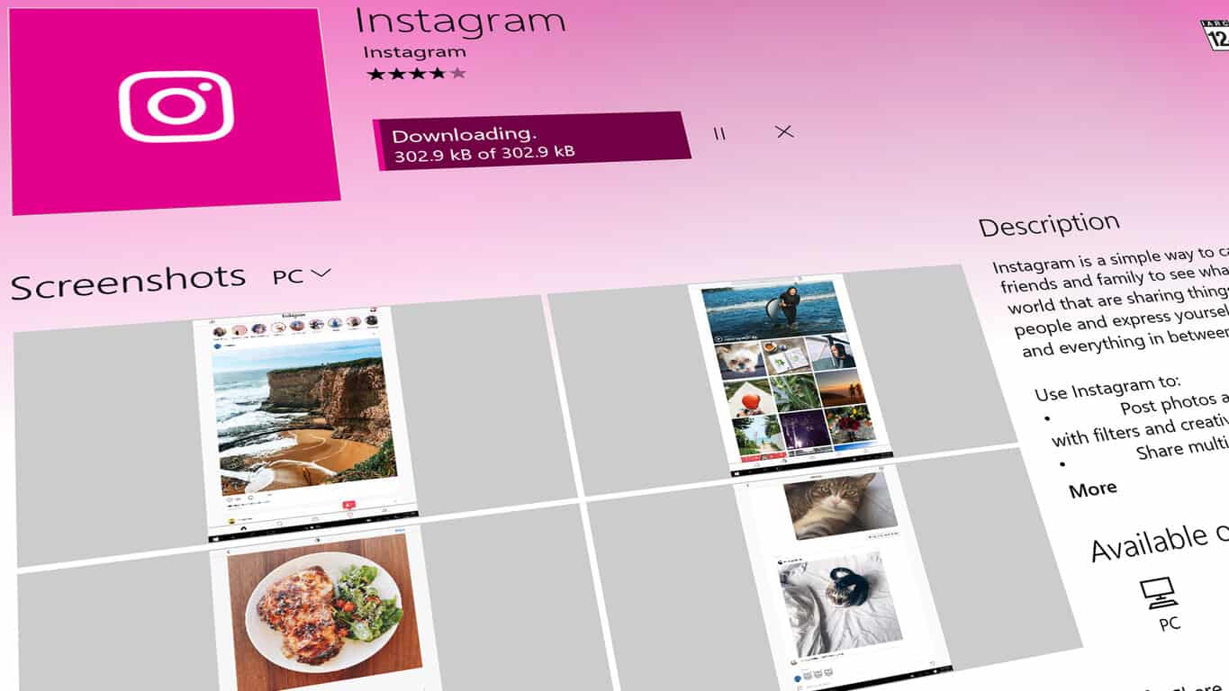 Instagram app on Windows 10