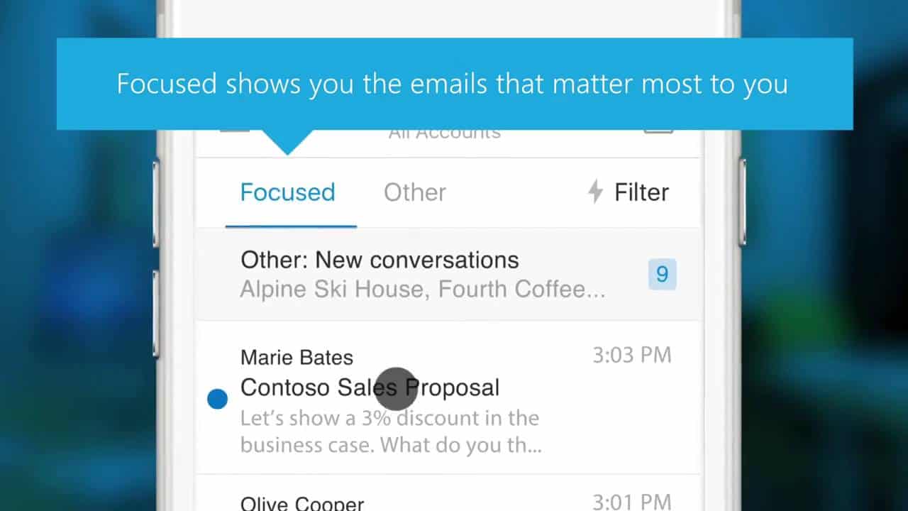 Focused Inbox in Microsoft Outlook email