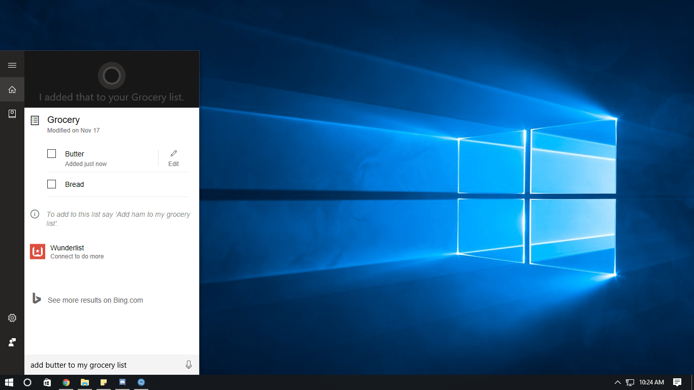 Cortana List Windows 10