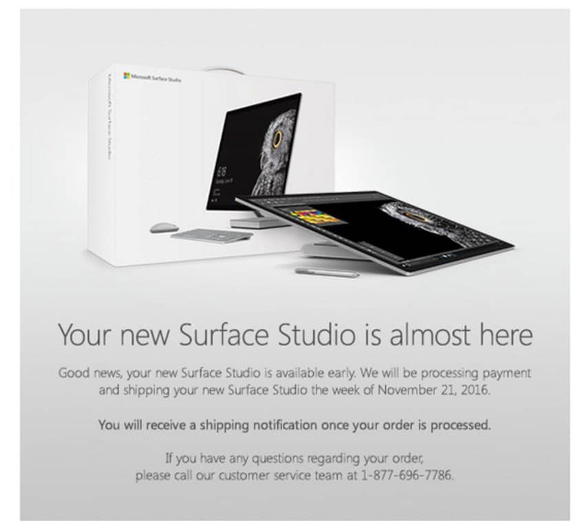 You may receive this notification if you pre-ordered the Surface Studio on the first day of availability.