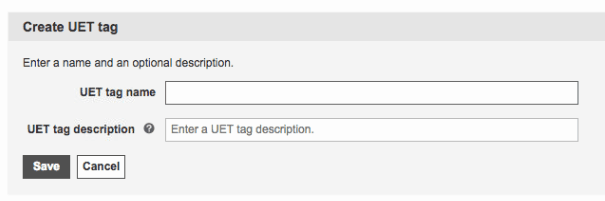 bing ads create uet tag