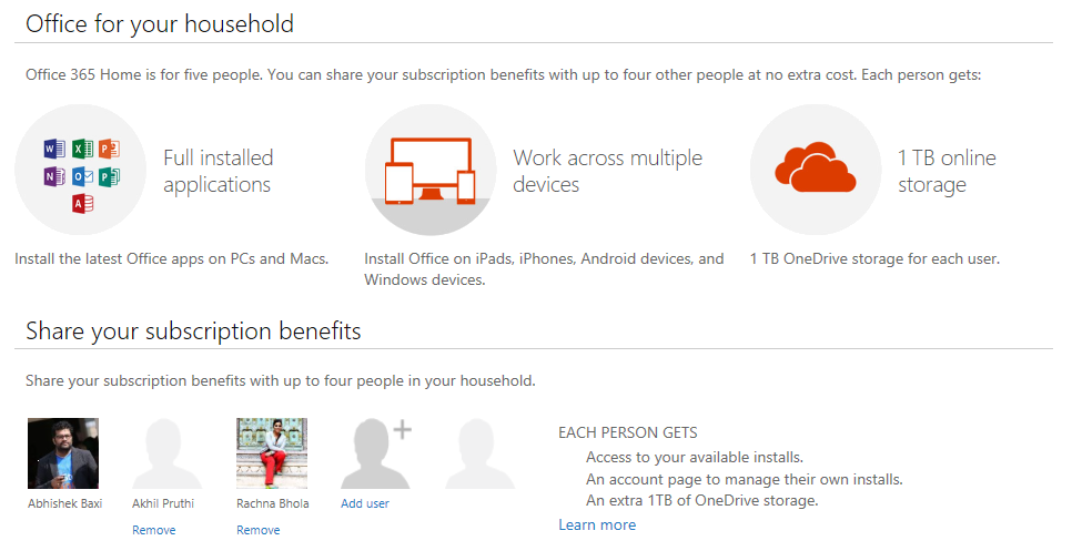 office 365 home share
