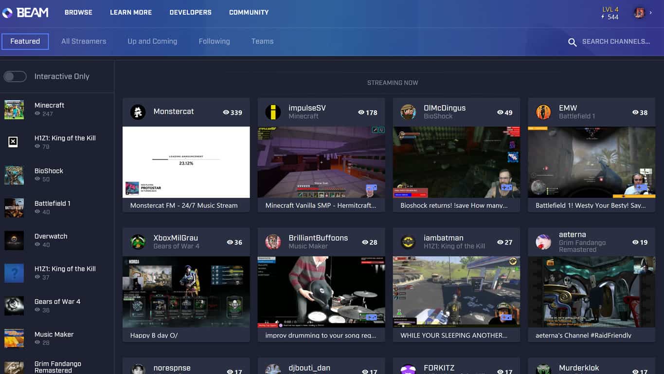 The new Beam video game streaming website