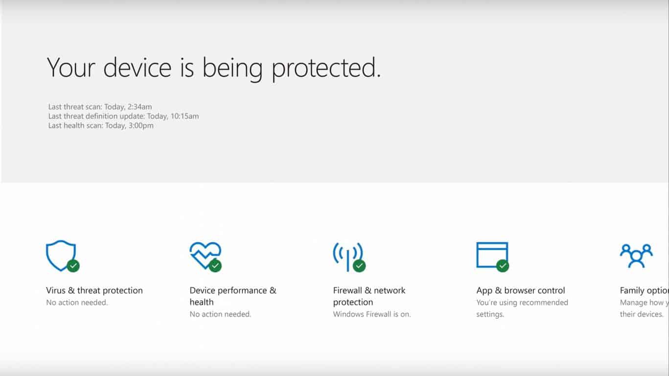 Windows 10 Windows Defender Security Center