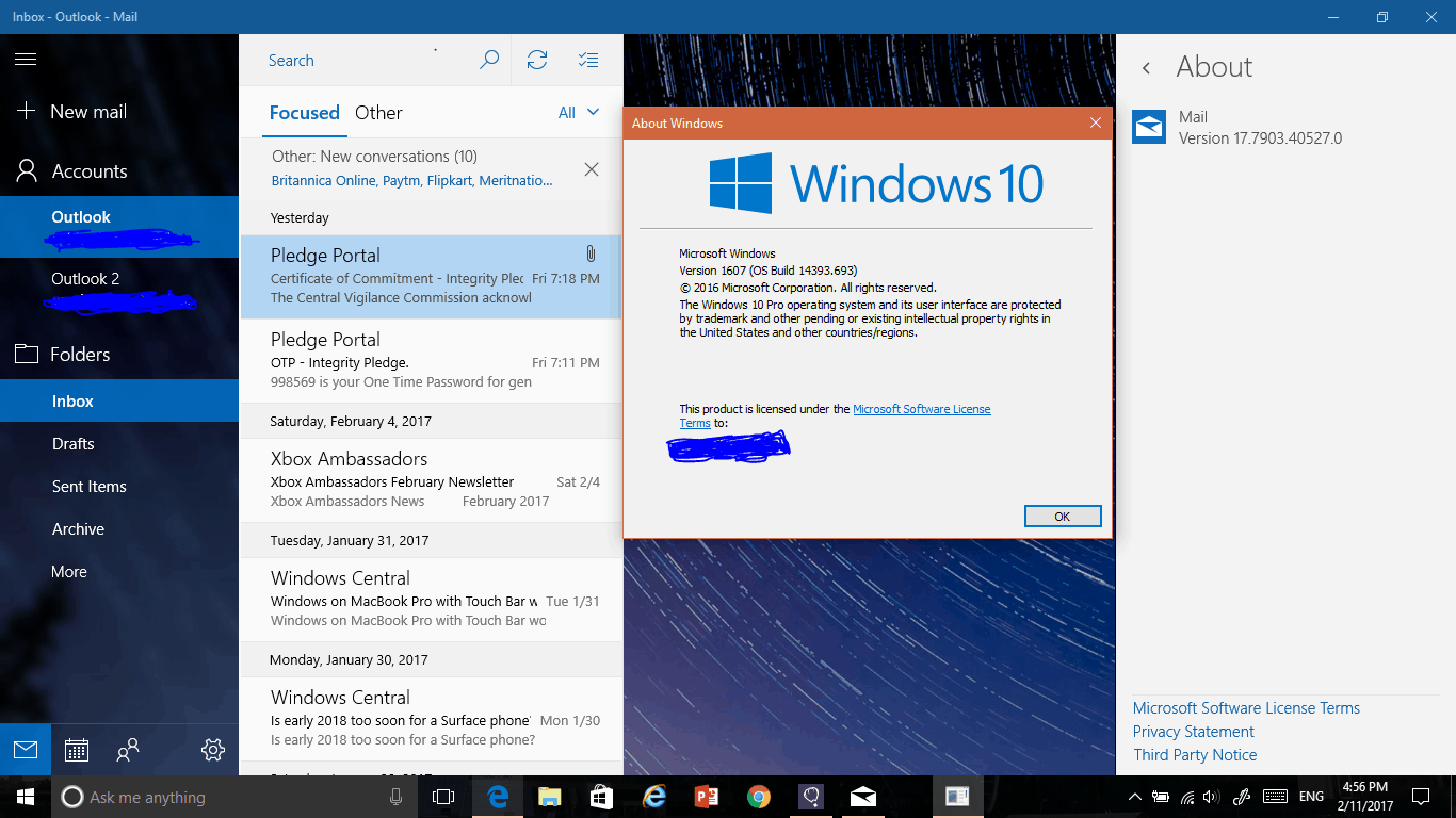 Windows 10 Mail Focused