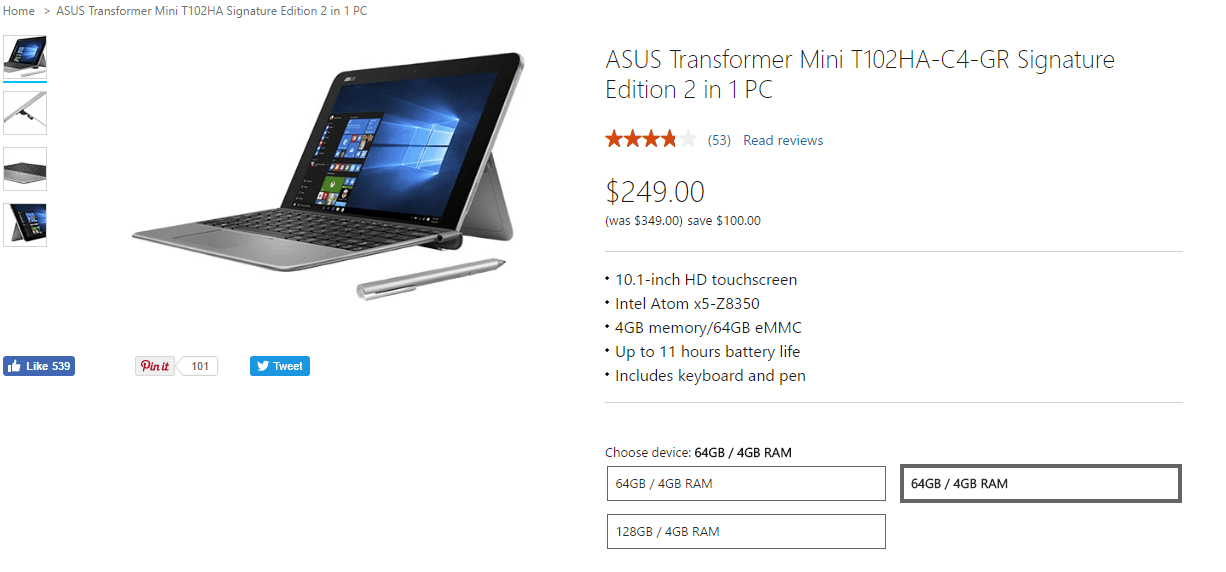 Grab The Asus Transformer Mini From The Microsoft Store Now For Only $249 - Capture Asus transformer mini