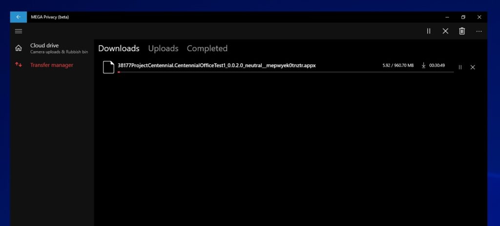 MEGA Windows 10 Transfer Manager