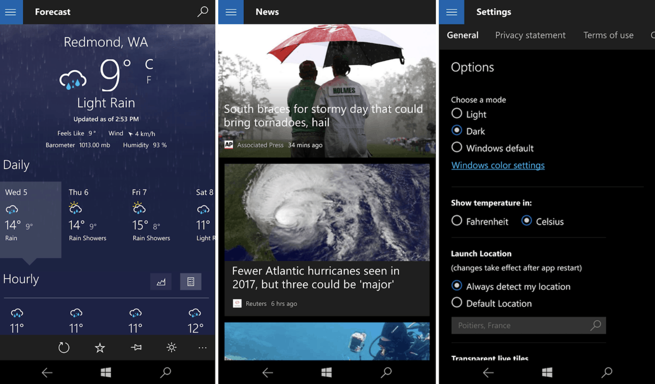 MSN Weather Dark Theme 2