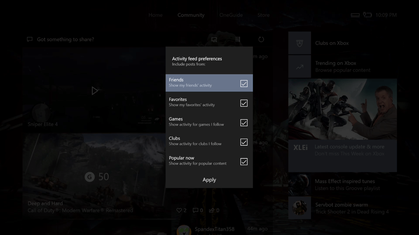 Xbox One 1704 Update To Include Activity Feed Preferences To Filter Out Content Such As Popular Now - Xbox One 1704 Activity Feed Preferences Xbox one 1704 update to include activity feed preferences to filter out content such as popular now - onmsft. Com - april 1, 2017