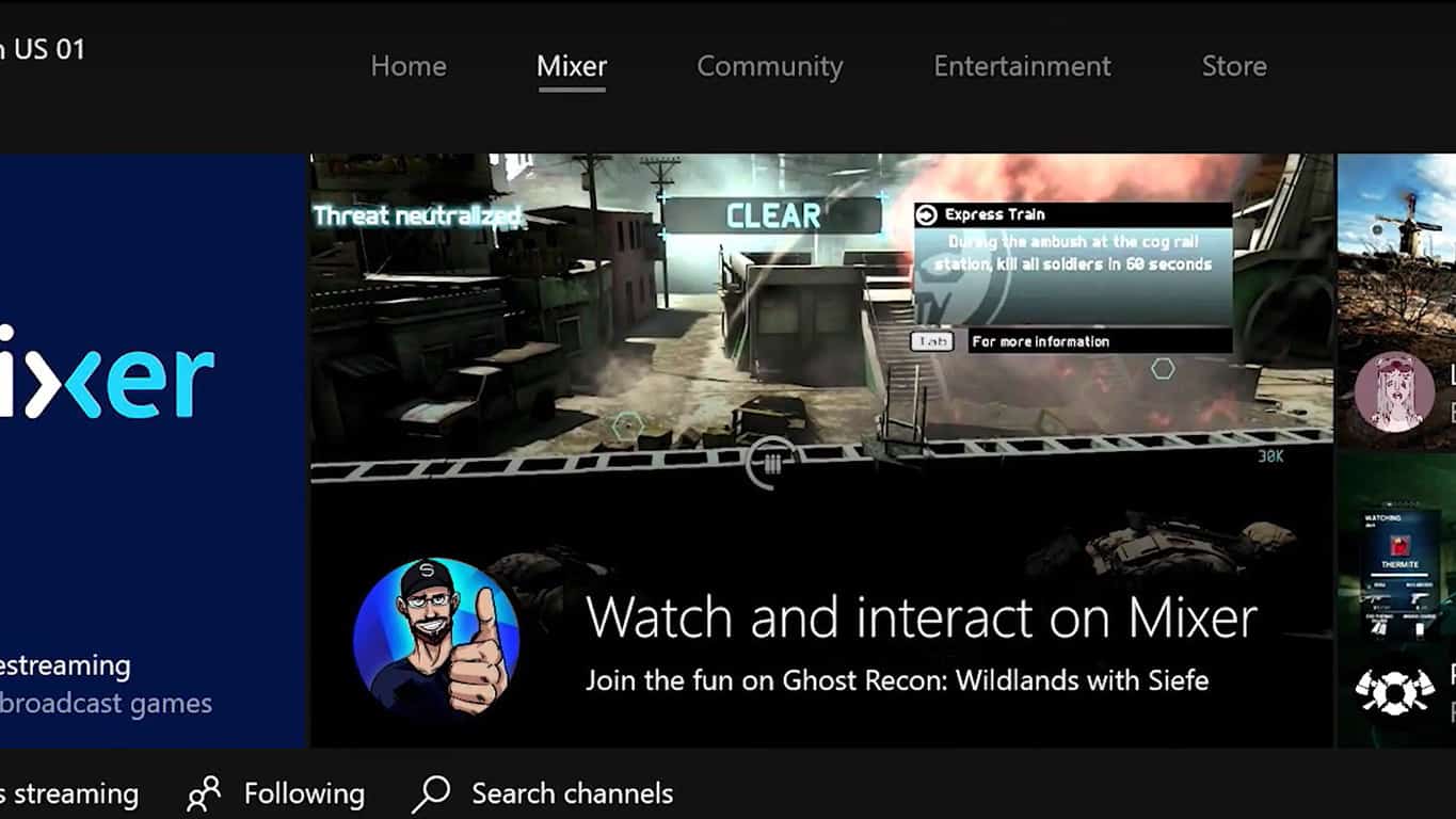 Xbox One dashboard - Mixer
