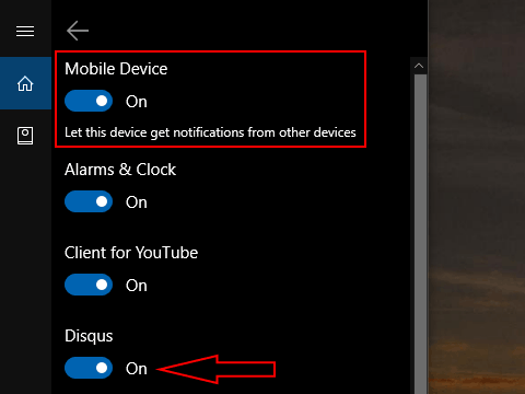 Screenshot of Cortana Mobile Device sync settings