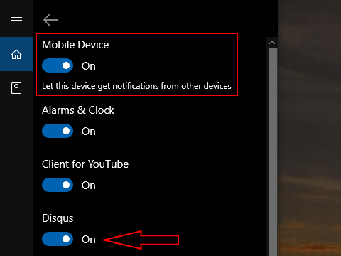 Screenshot of cortana mobile device sync settings