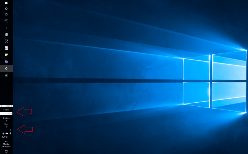 Screenshot of Windows 10 taskbar location