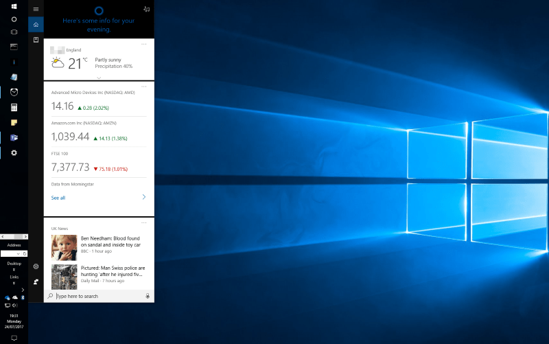 Screenshot of Windows 10 taskbar location