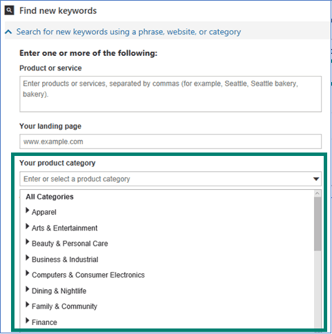 Bing Ads Keyword Planner Vertical Insights
