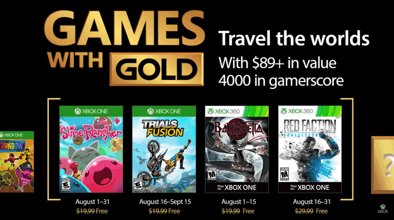 August Games with Gold lineup to include popular titles Trials Fusion and Bayonetta - OnMSFT.com - July 25, 2017