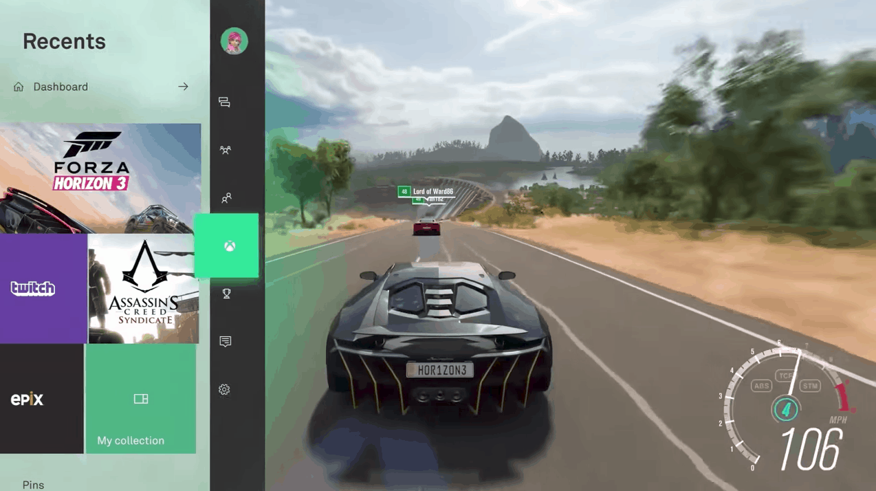 Xbox One dashboard Fluent Design