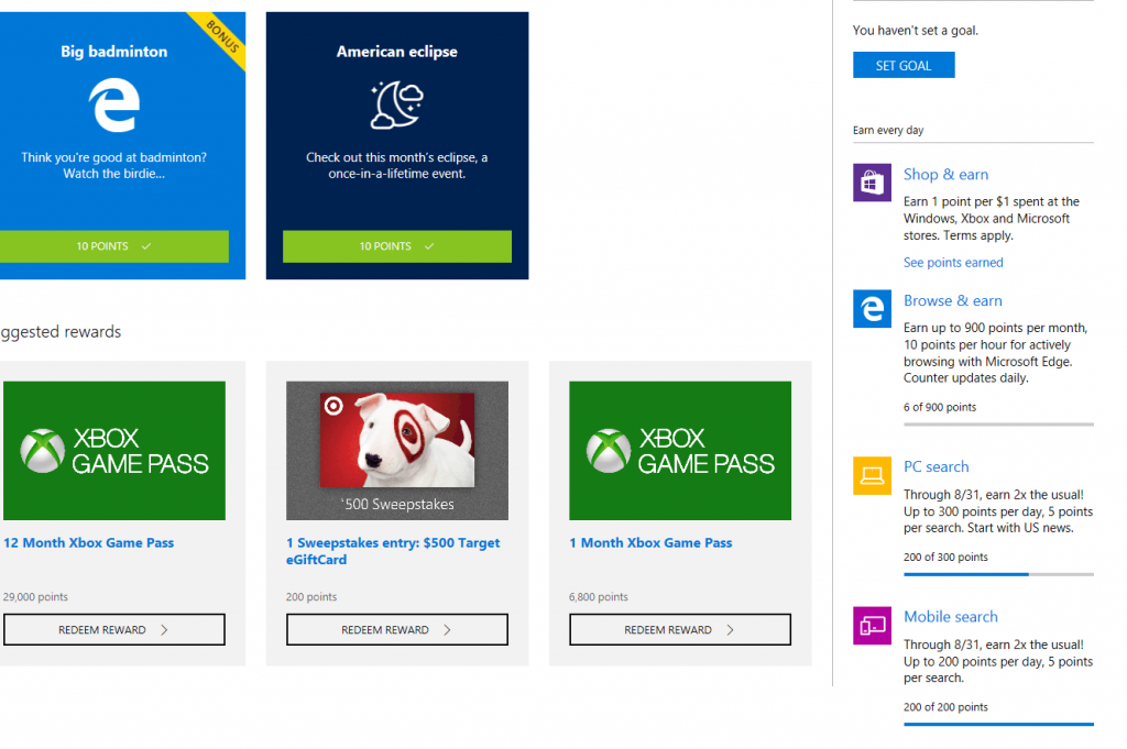 Microsoft edge rewards points double image to u