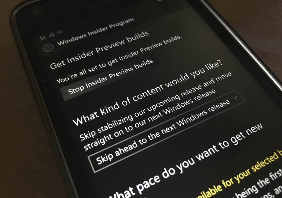 Windows 10 Mobile Insiders: No, you can't "Skip Ahead" despite new setting - OnMSFT.com - August 3, 2017