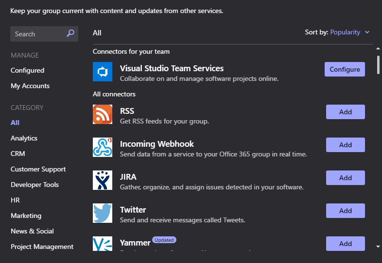 Microsoft, Microsoft Teams, Microsoft Team Tips, Connectors