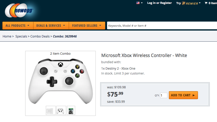Destiny 2 Xbox one Controller Newegg