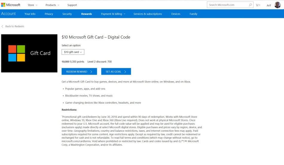 Microsoft Gift Card e1507732723895