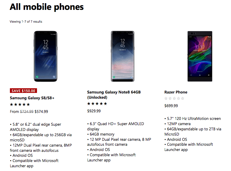 Samsung S Galaxy Note 8 Joins Galaxy S8 And Razer Android Phone On The Microsoft Store Onmsft Com
