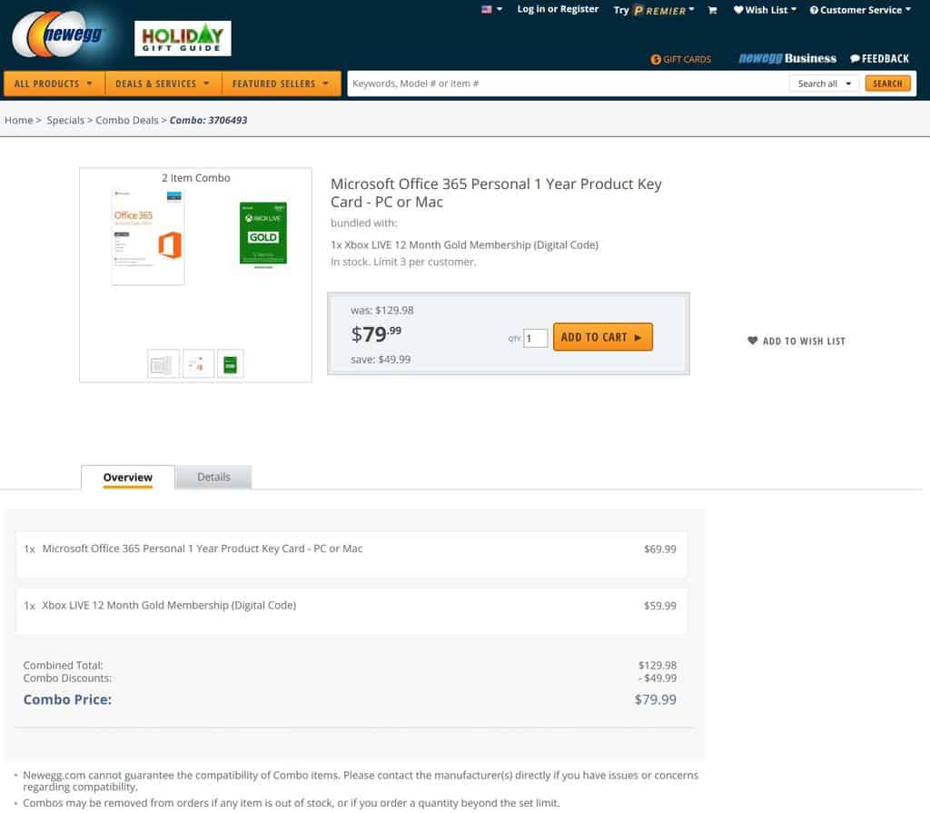 Newegg Bundles A Year Of Office 365 And Xbox Live Gold For $80 - Savings Newegg bundles a year of office 365 and xbox live gold for $80 - onmsft. Com - december 1, 2017