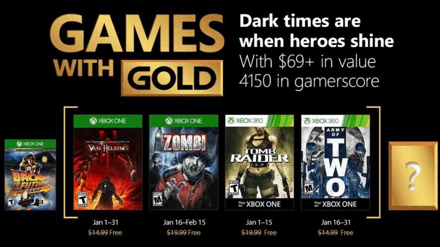 Xbox Games with Gold for January include ZOMBI, Tomb Raider Underworld and more - OnMSFT.com - December 22, 2017