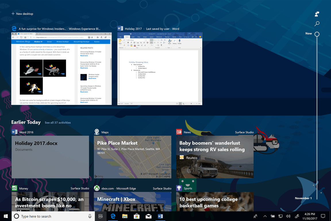How to get started using Timeline in Windows 10 Insider build 17063 - OnMSFT.com - December 19, 2017