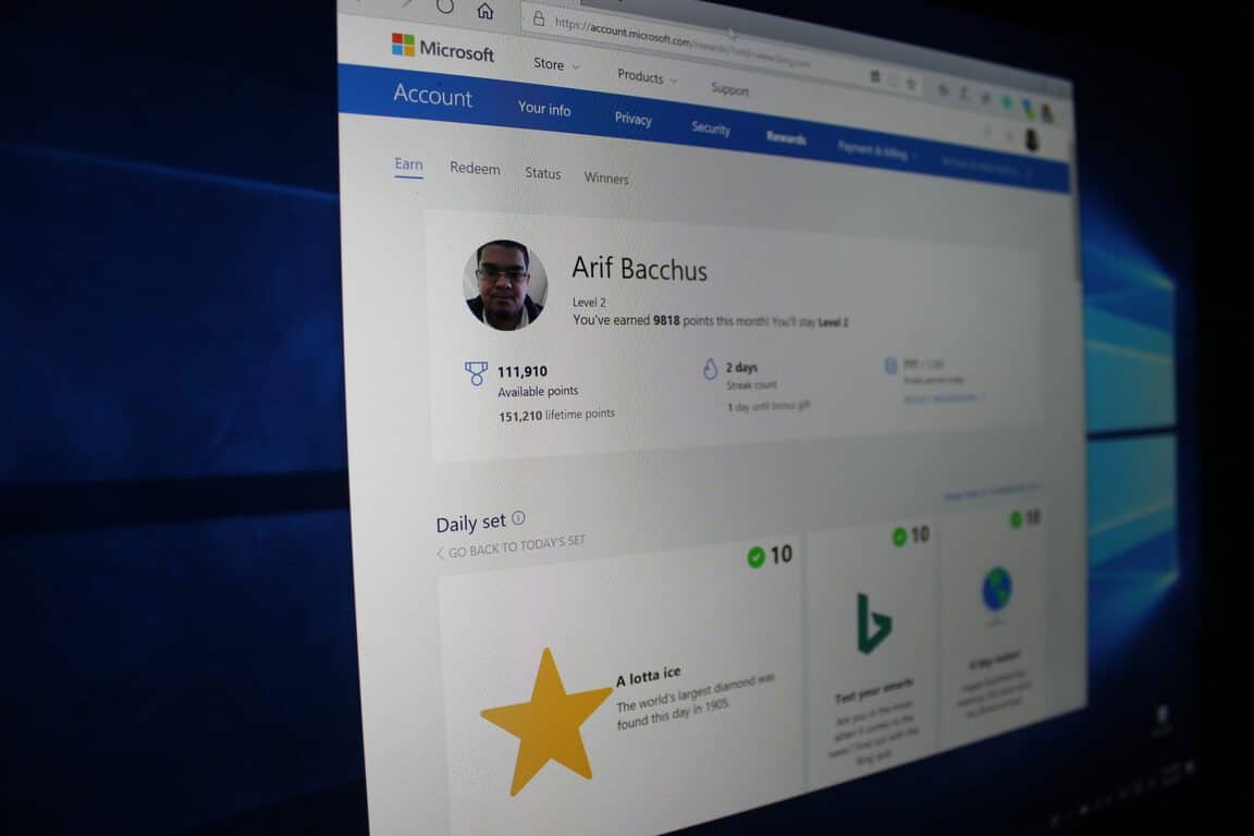 Microsoft rewards dashboard