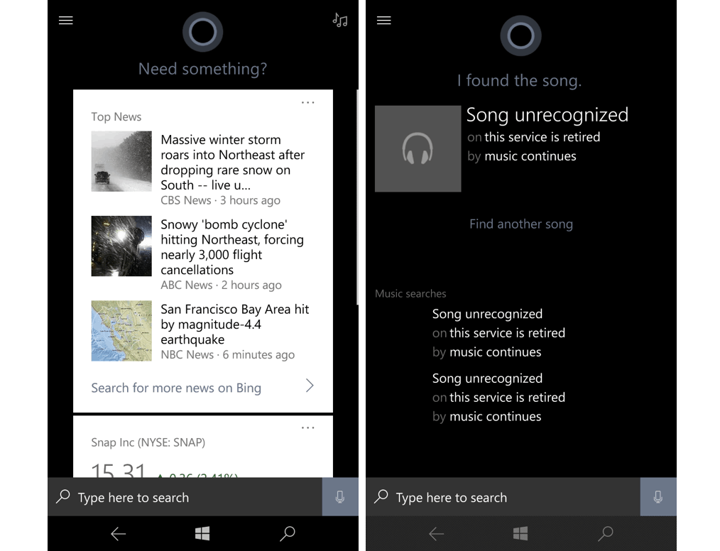 Microsoft's Cortana loses song recognition feature - OnMSFT.com - January 4, 2018