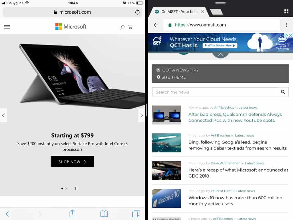 slide microsoft edge android