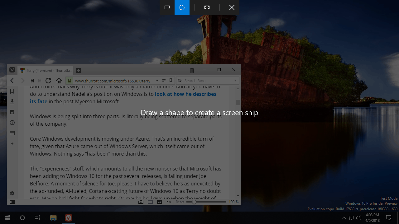 Windows 10 Redstone 5 update will introduce new "Screen clip" shortcut in Action Center - OnMSFT.com - April 6, 2018