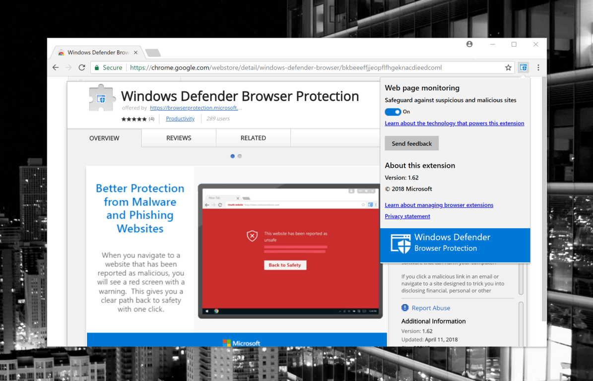 Windows Defender extension for Google's Chrome browser released - OnMSFT.com - April 18, 2018