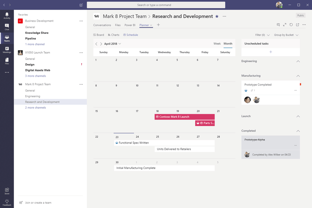 Planner tab in Teams gets Schedule, Charts views - OnMSFT.com - April 25, 2018
