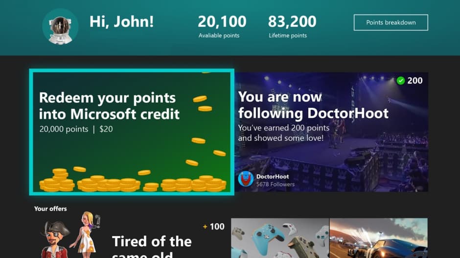Microsoft Rewards app for Xbox One is now generally available - OnMSFT.com - July 5, 2018