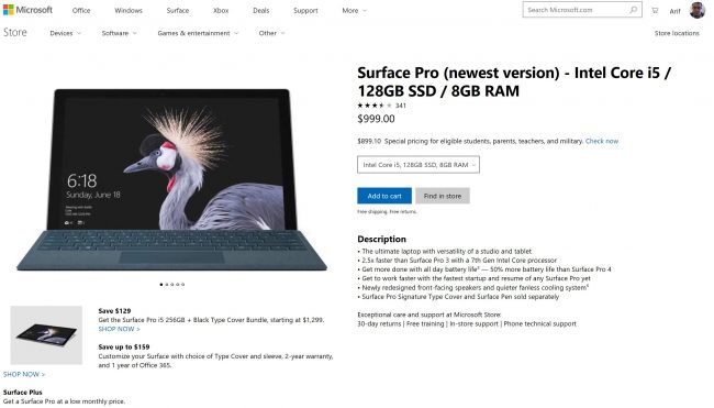 Microsoft quietly adds a new Surface Pro model, available now - OnMSFT.com - May 3, 2018
