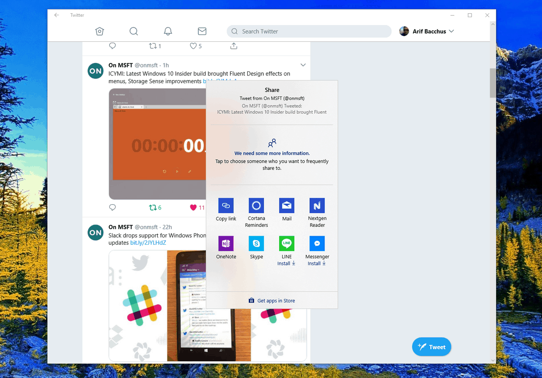 Twitter PWA now supports the Windows 10 Share dialogue - OnMSFT.com - June 18, 2018