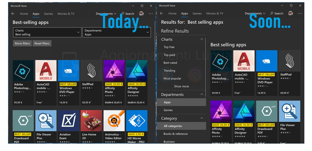 A new sidebar filters experience is reportedly coming to the Microsoft Store - OnMSFT.com - July 27, 2018