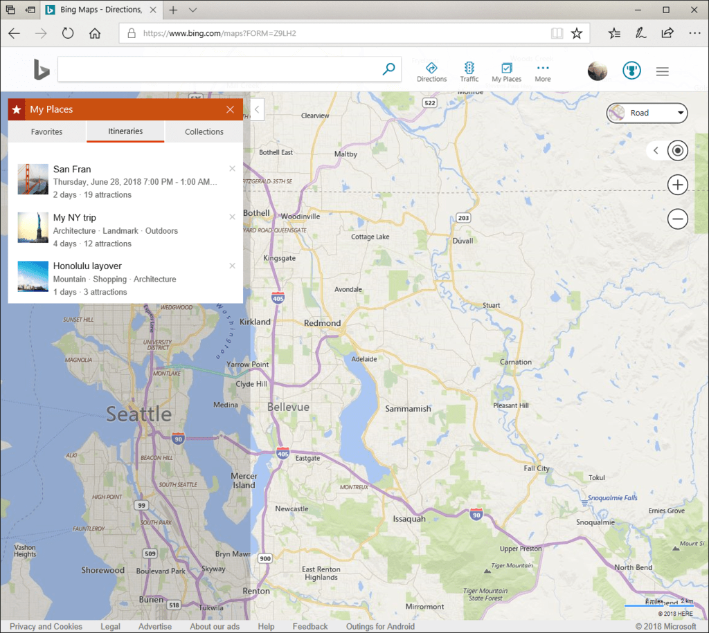 bing travel maps