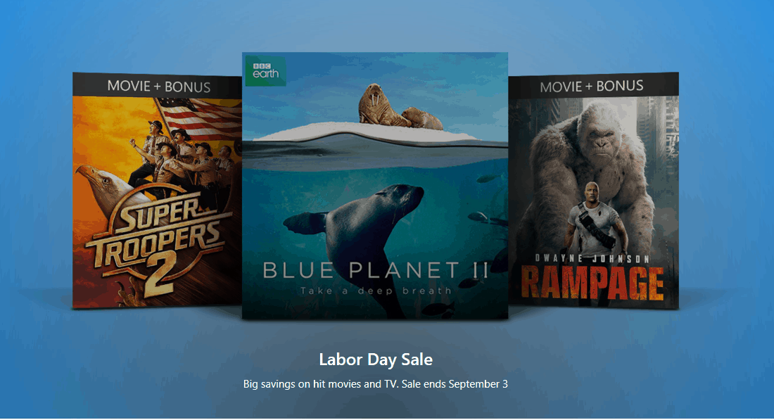 Save big on hit movies and TV shows with the Microsoft Movies & TV Labor Day Sale - OnMSFT.com - August 28, 2018
