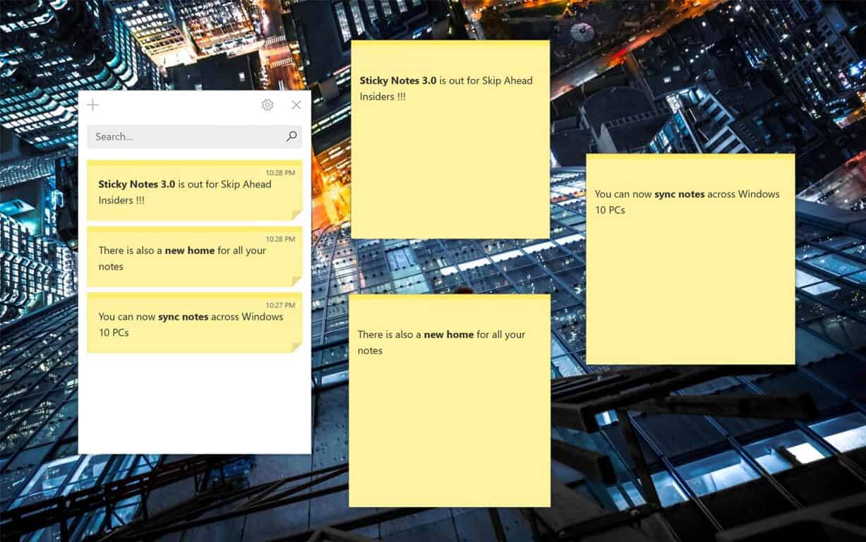 Sticky Notes version 3.0 is now available for Skip Ahead Insiders with cloud syncing feature and more - OnMSFT.com - August 28, 2018