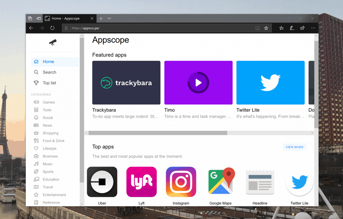 Appscope makes finding good PWAs easier on Windows 10 Mobile & PC - OnMSFT.com - September 4, 2018